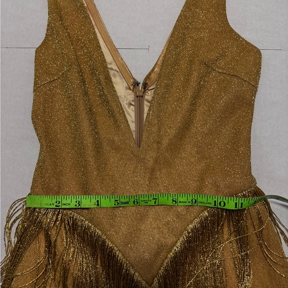 Miss Circle Elegant Gold V-Neck Fringe Dress Size XS - Picture 13 of 15